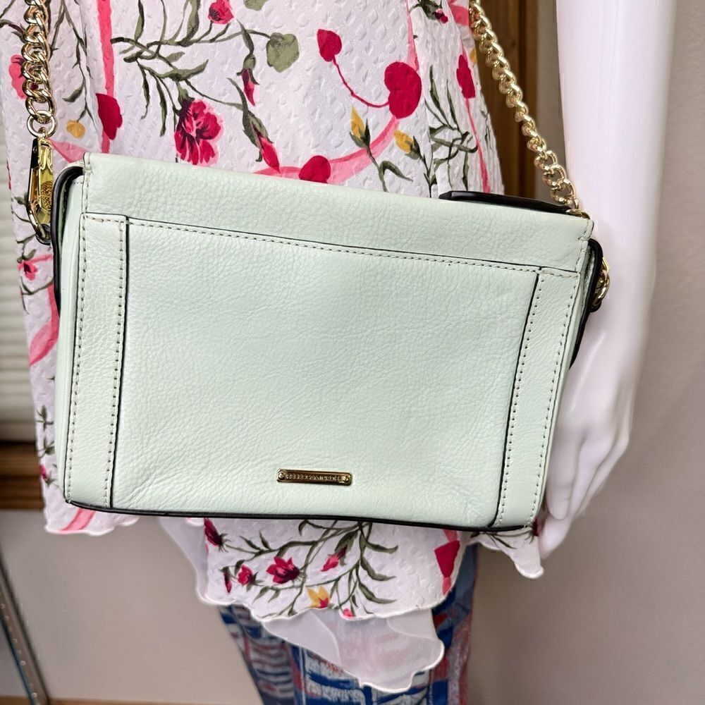 Rebecca Minkoff Pastel Green Leather Crossbody Handbag Chain shoulder bag purse